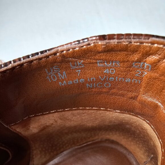 Franco Sarto Nico Ankle Boots Faux Croc Espresso Brown Block Heel Size 10 - Picture 11 of 11